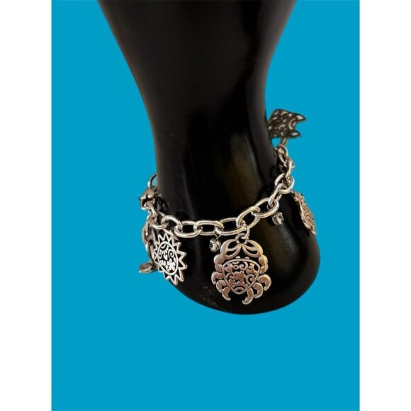 Brighton Seascape Silver Charm Necklace and Dangling Crystal Bracelet Set - Picture 8 of 13